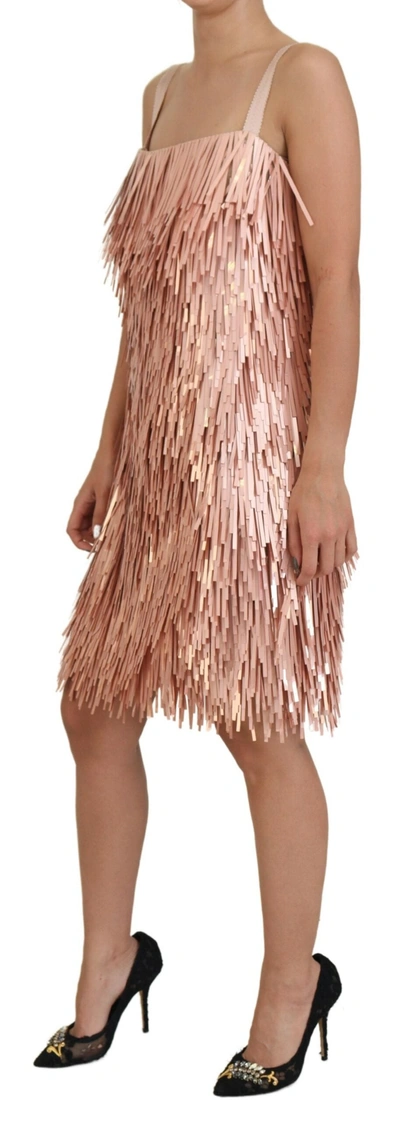 Dolce & Gabbana Pink Tinsel Sleeveless Shift A-line Dress In Pink