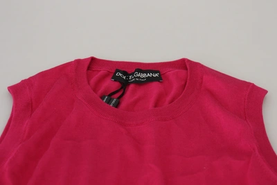 Shop Dolce & Gabbana Chic Pink Silk Sleeveless Tank Top Women's Vest