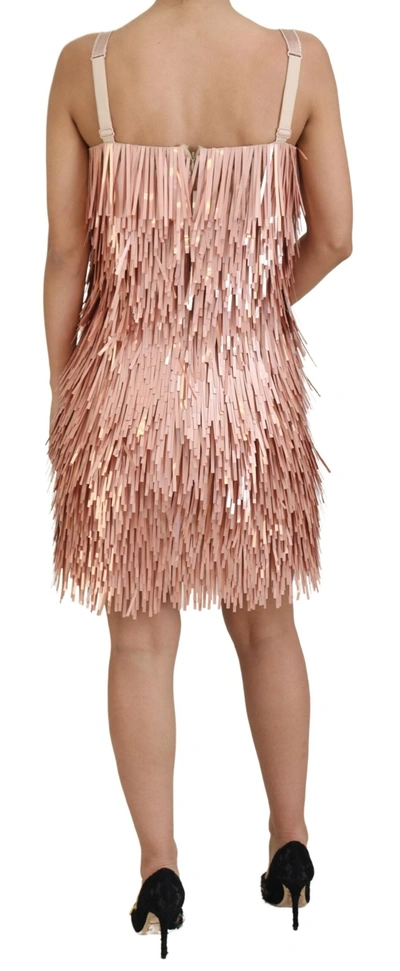 Dolce & Gabbana Pink Tinsel Sleeveless Shift A-line Dress In Pink