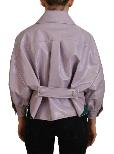 Dolce & Gabbana Purple Cotton Button Down Cropped Jacket In Purple