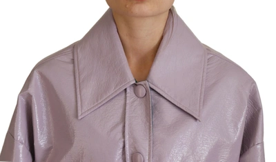 Dolce & Gabbana Purple Cotton Button Down Cropped Jacket In Purple