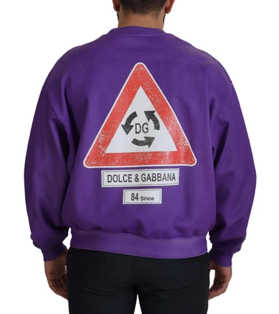 Shop Dolce & Gabbana Elegant Purple Cotton Crewneck Men's Sweater
