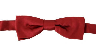 Dolce & Gabbana Red 100% Silk Slim Adjustable Neck Papillon Bow Tie In Red