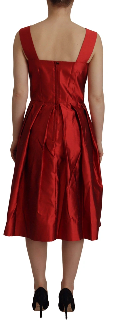 Shop Dolce & Gabbana Radiant Red Silk A-line Midi Women's Dress