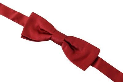 Dolce & Gabbana Red 100% Silk Slim Adjustable Neck Papillon Bow Tie In Red