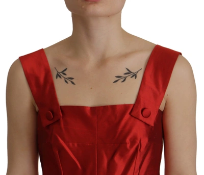 Dolce & Gabbana Red A-line Pleated Satin Silk Dress In Red