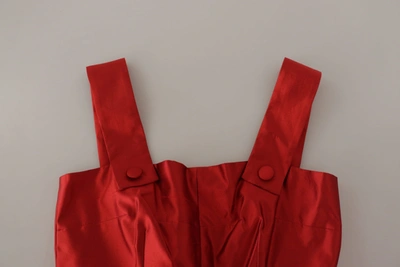 Dolce & Gabbana Red A-line Pleated Satin Silk Dress In Red