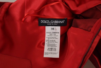 Dolce & Gabbana Red A-line Pleated Satin Silk Dress In Red