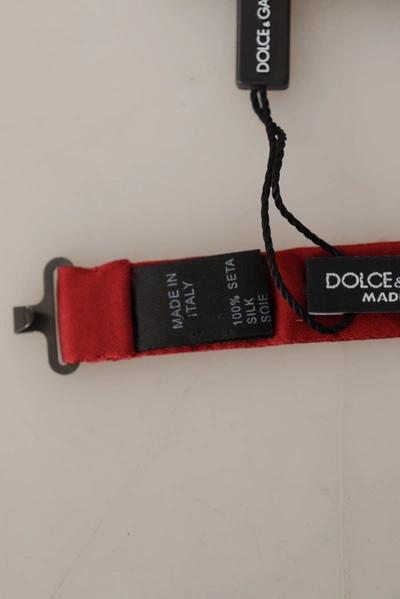 Dolce & Gabbana Red 100% Silk Slim Adjustable Neck Papillon Bow Tie In Red