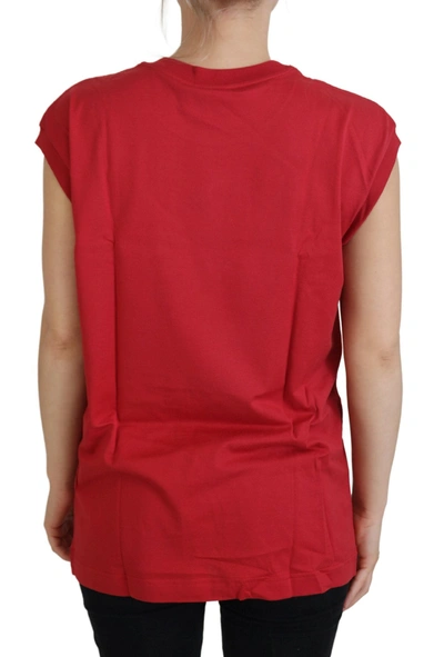 Shop Dolce & Gabbana Elegant Red Sleeveless Cotton Tank Women's Top