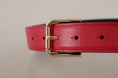 Shop Dolce & Gabbana Elegant Red Leather Belt With Gold-tone Women's Buckle