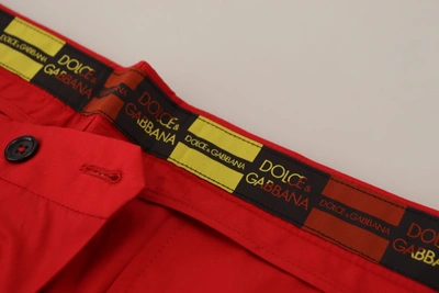 Shop Dolce & Gabbana Elegant Slim Fit Crimson Men's Chinos In Red