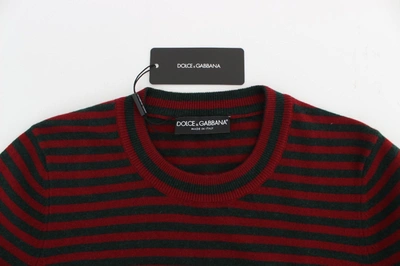Shop Dolce & Gabbana Elegant Striped Cashmere Crewneck Women's Sweater In Red