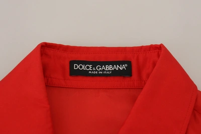 Dolce & Gabbana Red Silk Collared Long Sleeves Dress Shirt Top In Red