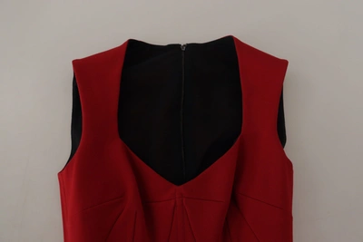 Dolce & Gabbana Red Sweetheart Sleeveless Midi Stretch Dress In Red