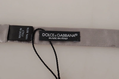 Shop Dolce & Gabbana Elegant Silver Silk Bow Tie For Sophisticated Men's Evening