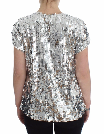Shop Dolce & Gabbana Enchanted Sicily Sequined Evening Women's Blouse In Silver