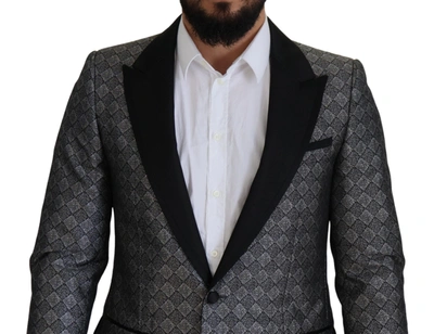 Shop Dolce & Gabbana Elegant Silver Patterned Slim Fit Men's Suit