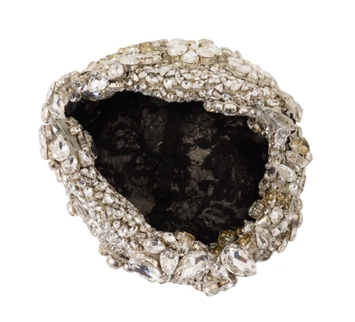 Shop Dolce & Gabbana Elegant Crystal-encrusted Cloche Women's Hat In Silver