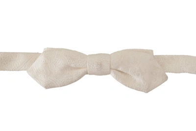 Shop Dolce & Gabbana Elegant White Silk Bow Men's Tie