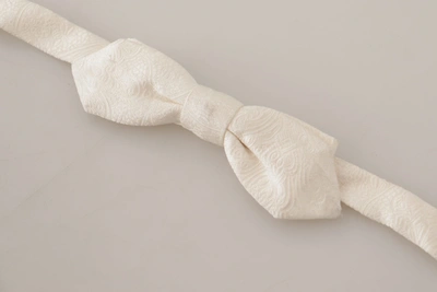 Shop Dolce & Gabbana Elegant White Silk Bow Men's Tie