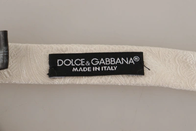 Dolce & Gabbana White 100% Silk Slim Adjustable Neck Papillon Tie In White