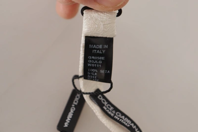 Dolce & Gabbana White 100% Silk Slim Adjustable Neck Papillon Tie In White