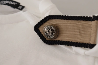 Dolce & Gabbana White Black Roses Crewneck Cotton  T-shirt In White