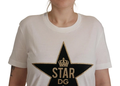 Shop Dolce & Gabbana White Cotton Crown Star Dg Print Women's T-shirt