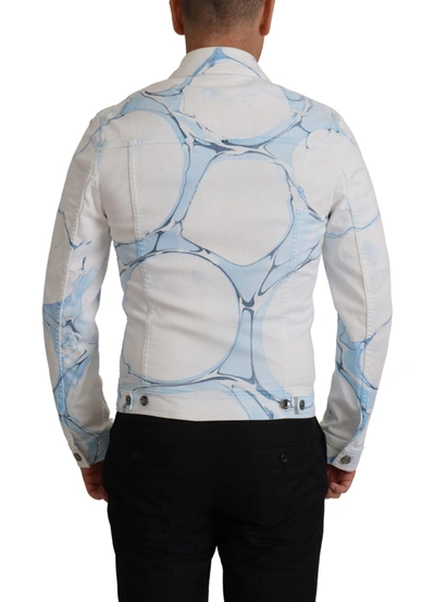 Shop Dolce & Gabbana Multicolor Logo Embroidered Denim Men's Jacket In White