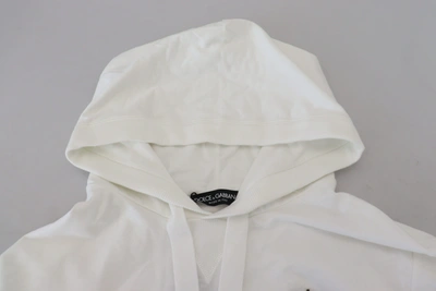 Shop Dolce & Gabbana White Cotton Hooded Sweatshirt Logo Men's Sweater