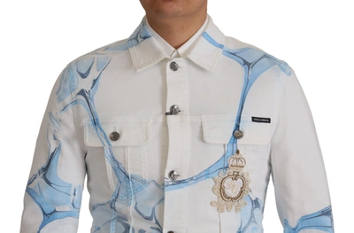 Shop Dolce & Gabbana Multicolor Logo Embroidered Denim Men's Jacket In White