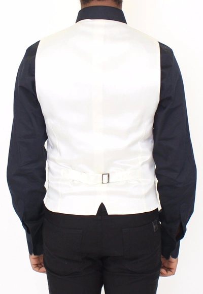 Shop Dolce & Gabbana Elegant White Cotton Silk Dress Men's Vest