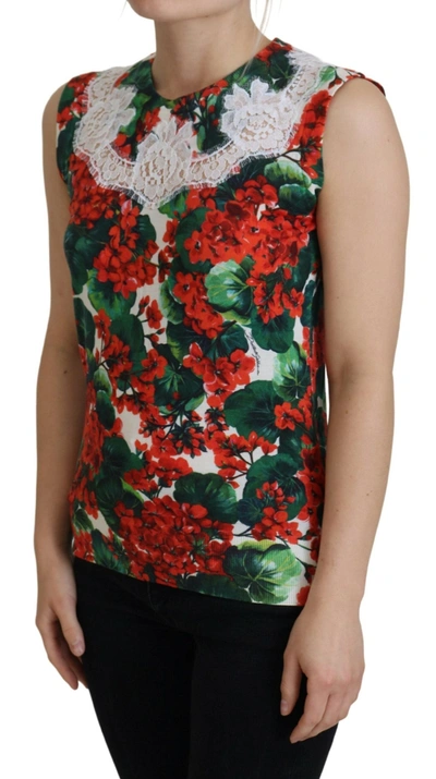 Shop Dolce & Gabbana Chic Floral Print Tank Top Women's Vest In Multicolor