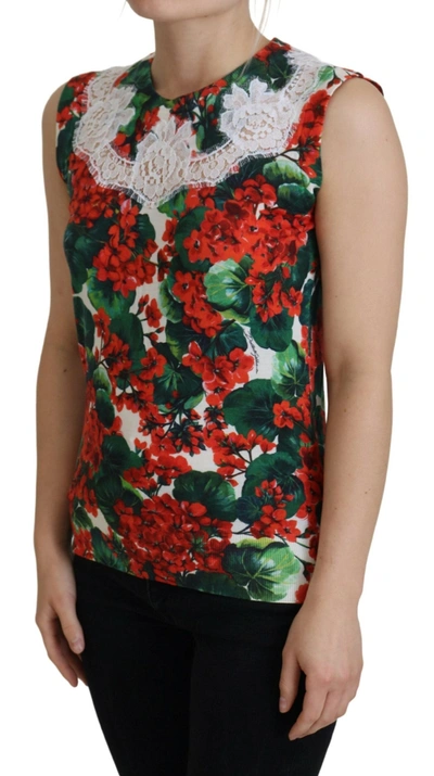 Dolce & Gabbana White Floral Wool Lace Vest Tank Top In Multicolor