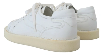 Dolce & Gabbana White Leather Low Top Oxford Sneakers Casual Shoes In White