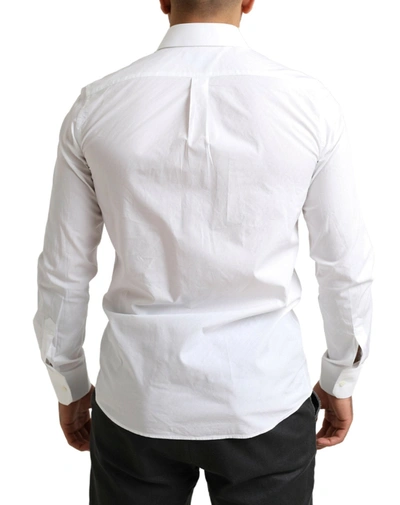 Dolce & Gabbana White Gold Cotton Long Sleeves Men Formal Shirt In White