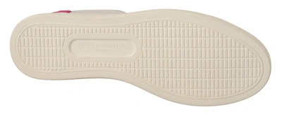 Dolce & Gabbana White Pink Leather Low Top Sneakers Womens Shoes In White