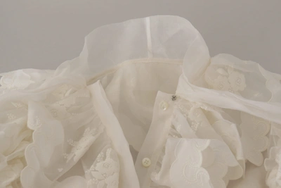 Shop Dolce & Gabbana Elegant White Lace Silk-cotton Women's Top