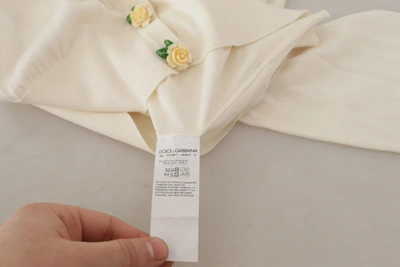 Shop Dolce & Gabbana Elegant Off-white Silk Women's Cardigan In Off White