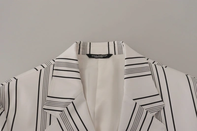 Dolce & Gabbana White Stripes Cotton Single Breasted Blazer In White
