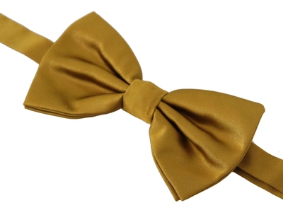 Shop Dolce & Gabbana Elegant Mustard Silk Bow Men's Tie In Yellow