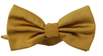 Shop Dolce & Gabbana Elegant Mustard Silk Bow Men's Tie In Yellow