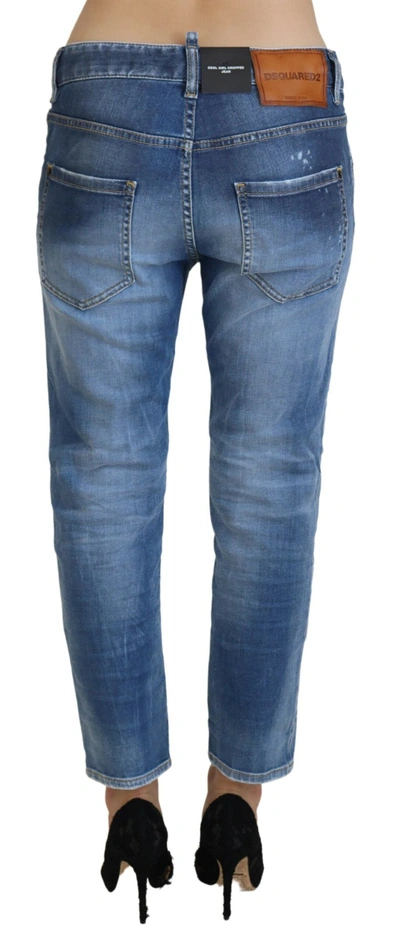 Dsquared2 Blue Cotton Low Waist Cropped Denim Cool Girl Jeans In Blue