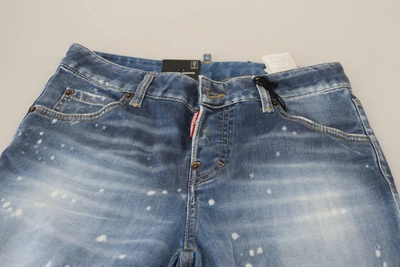 Dsquared2 Blue Cotton Low Waist Cropped Denim Cool Girl Jeans In Blue