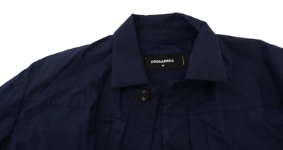 Dsquared2 Dark Blue Cotton Collared Long Sleeves Casual Shirt In Blue