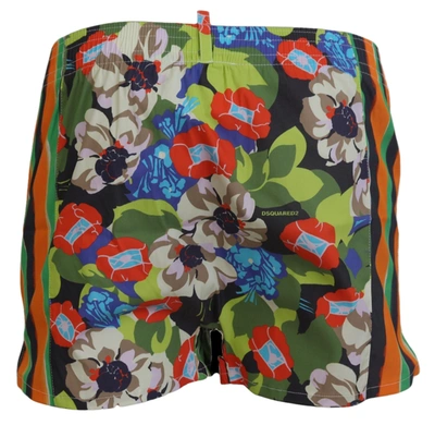 Dsquared2 Abstract Patterned Popeline Boxer With Elastic Waistband In Multicolor