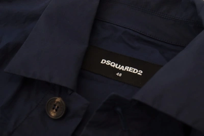 Dsquared2 Dark Blue Cotton Collared Long Sleeves Casual Shirt In Blue