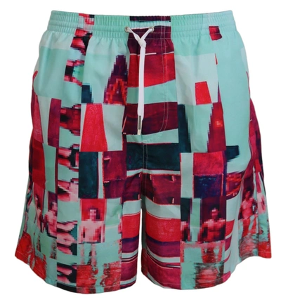 Dsquared2 Multicolor Printed Beachwear Shorts Swimwear In Multicolor