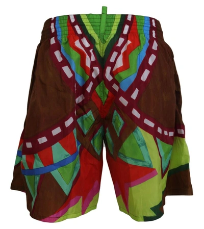 Dsquared2 Multicolor Printed Men Beachwear Swimwear Short In Multicolor